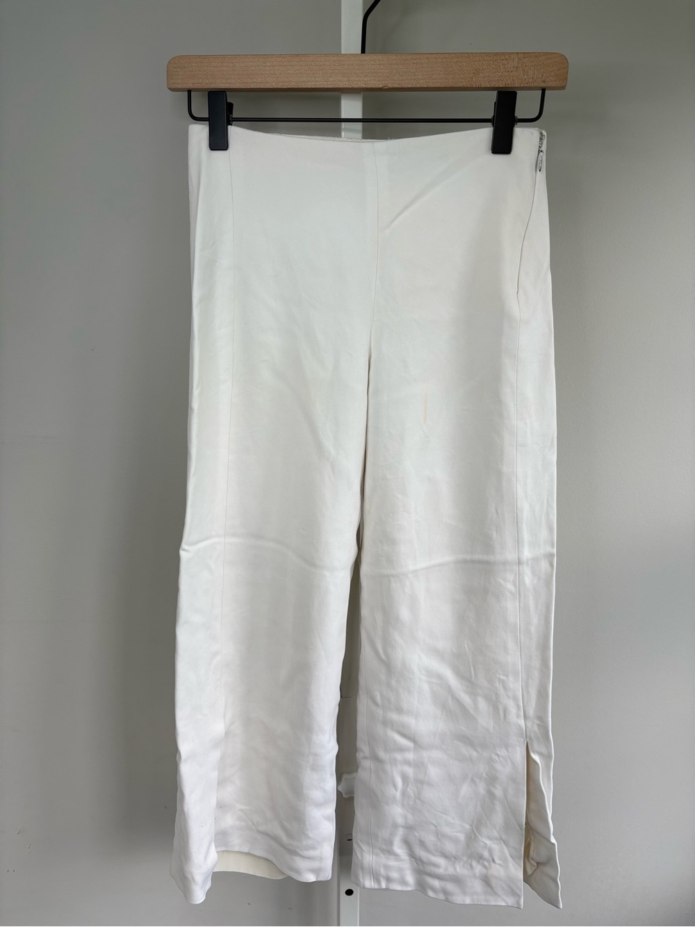 The Row White Cropped Wide Leg Silk Blend Pants Size 2 High Rise Made in USA - Picture 1 of 11